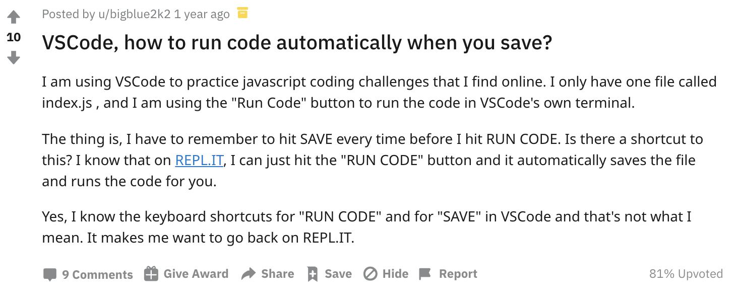 vscode user not happy
